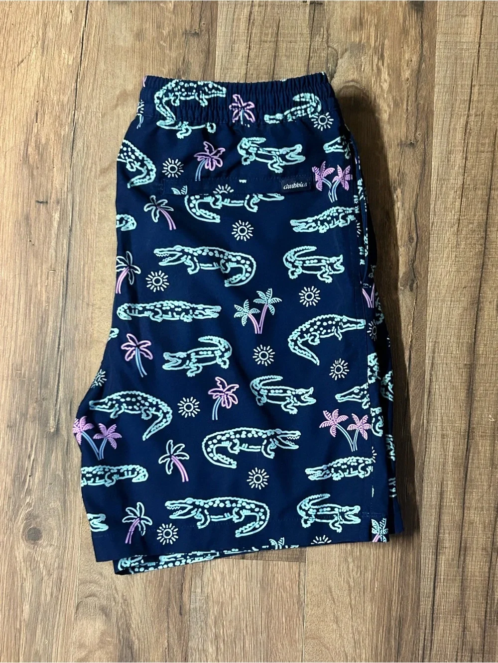Chubbies Swim Trunks Youth Large The Neon Glades Pink Lined Elastic Waist